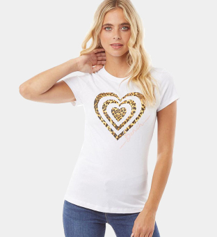 Bench T-shirt Womens White Leopard Print