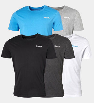 Bench 5 Pack T-shirts Mens Grey Marl White Blue Charcoal