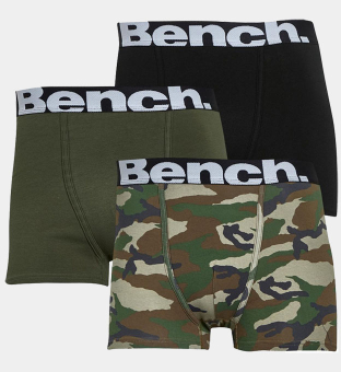 Bench 3 Pack Boxers Mens Camo _Black _Khaki