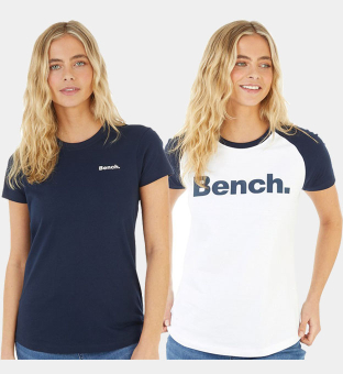 Bench 2 Pack T-shirts Womens White Navy