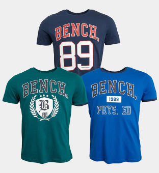 Bench 3 Pack T-shirts Mens Navy Royal Dark Green