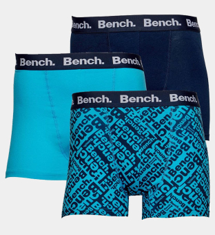 Bench 3 Pack Boxers Mens Navy Bright Blue White