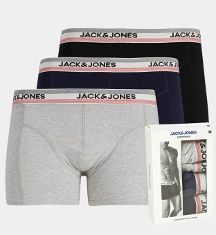 Jack & Jones 3 Pack Trunks Mens Black _Navy _Grey