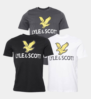 Lyle & Scott 3 Pack T-shirts Mens White Black Blue
