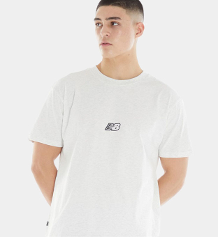New Balance T-shirt Mens White Marl