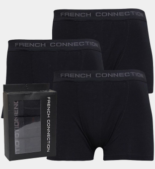 French Connection 3 Pack Boxers Mens Black Black Black