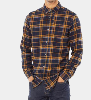 French Connection Shirt Mens Navy Red Mustard