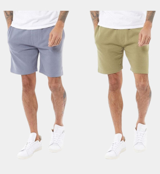 French Connection 2 Pack Shorts Mens Mid Blue Light Khaki