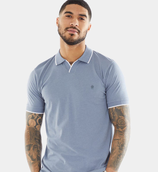French Connection Polo Shirt Mens Light Blue