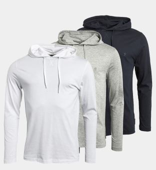 French Connection 3 Pack Hoody Mens Marine _Light Grey _White