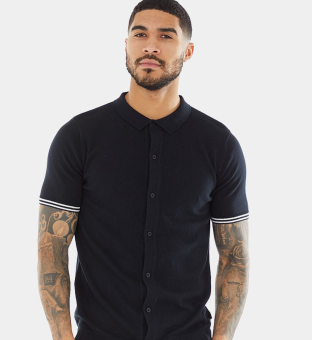 French Connection Shirts Mens Navy Off White