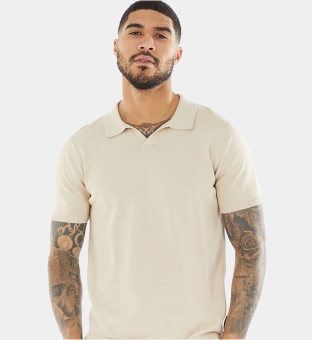 French Connection Polo Shirt Mens Stone