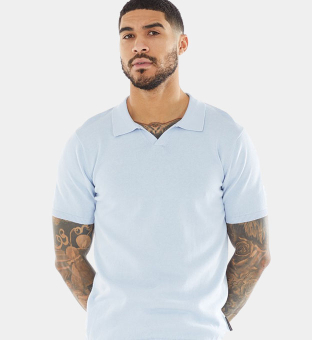 French Connection Polo Shirt Mens Sky Blue