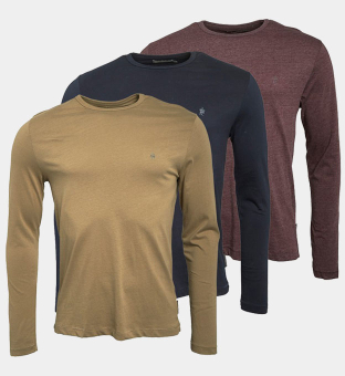 French Connection 3 Pack T-shirts Mens Marine Light Khaki Chateaux Mel