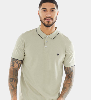 French Connection Polo Shirt Mens Sage Green