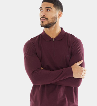 French Connection Polo Shirt Mens Burgundy