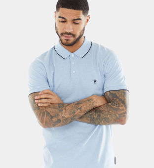French Connection Polo Shirt Mens Sky Marine