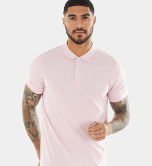 French Connection Polo Shirt Mens Pink White