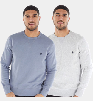 French Connection 2 Pack Hoody Mens Light Blue Light Grey