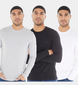 French Connection 3 Pack T-shirts Mens Black _White _Light Grey Marl