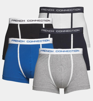 French Connection Boxers Mens Black Blue  Bright White  Navy Grey