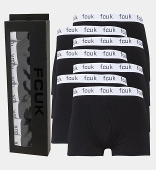French Connection 7 Pack Boxers Mens Black White
