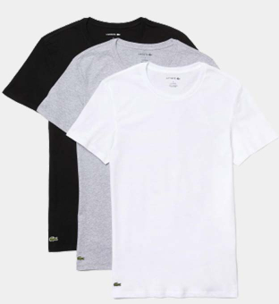 Lacoste 3 Pack T-shirts Mens White Silver