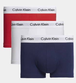 Calvin Klein 3 Pack Trunks Mens White-Red Ginger