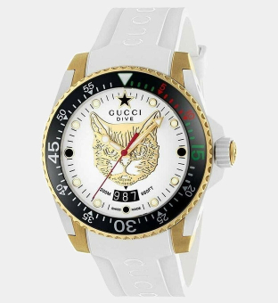 Gucci Watch Mens White Black Gold
